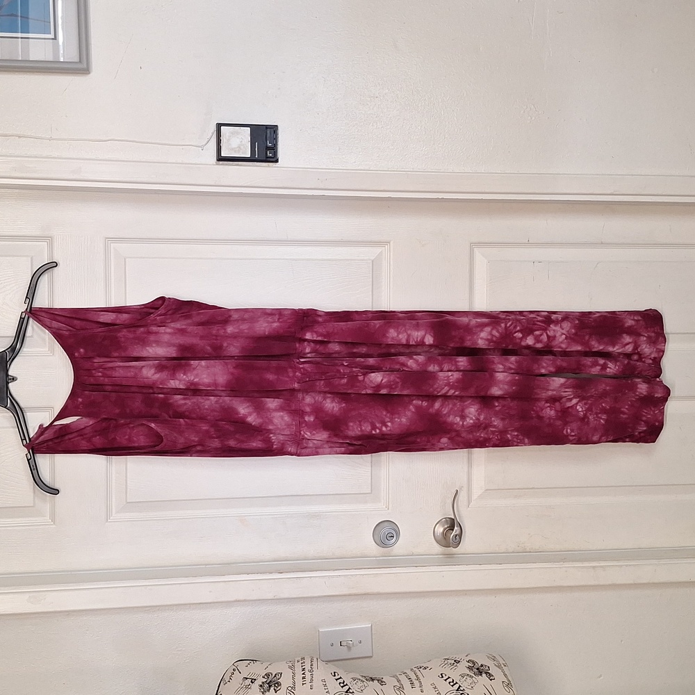 Anthropologie Yashi Romper Womens medium Cloth & Stone Maroon Tie Dye